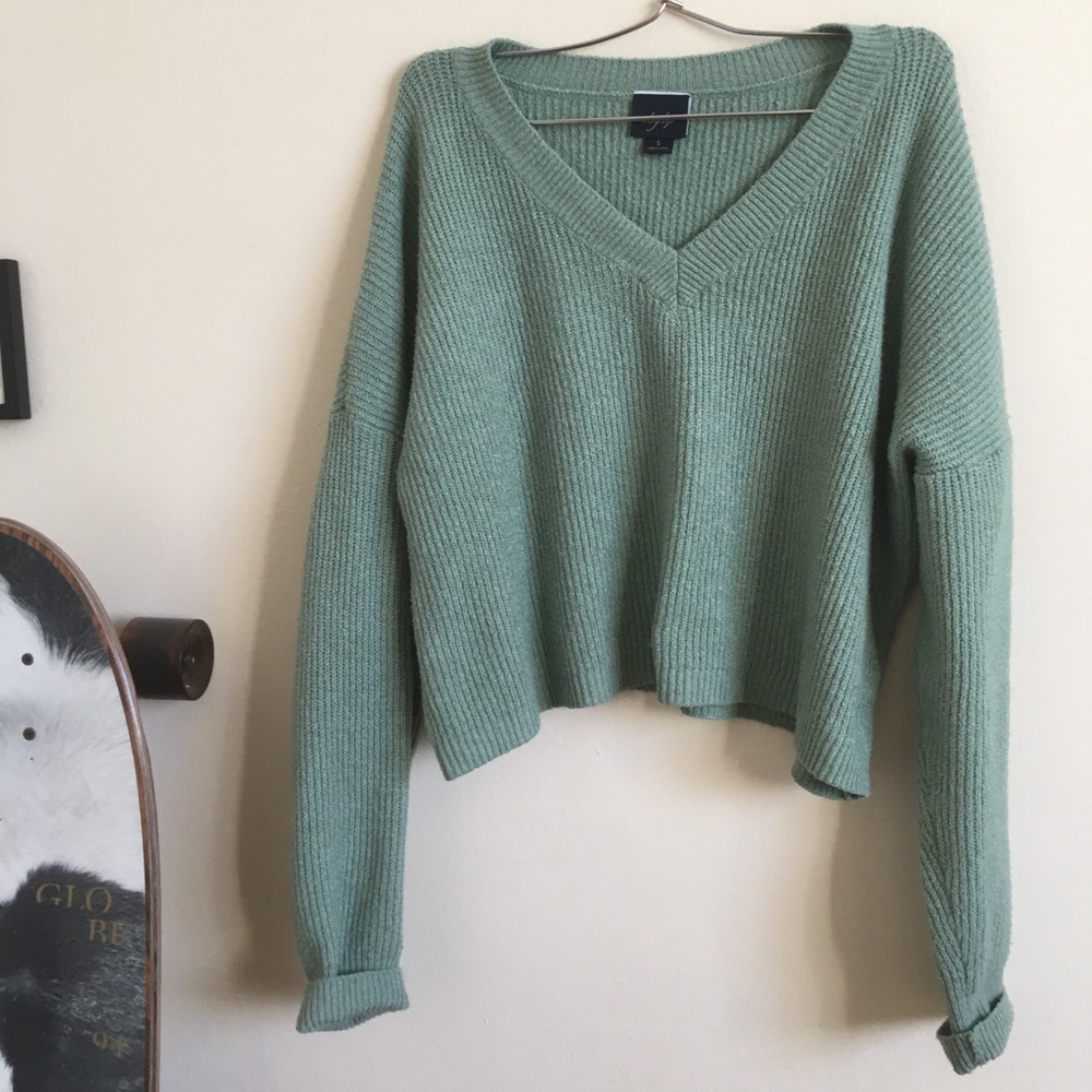 Crop off shoulder sweater